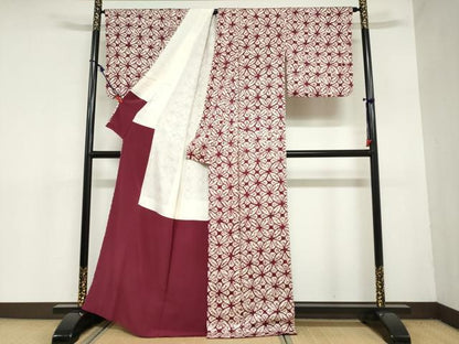 平和屋着物●上質な小紋　蜘蛛絞り　七宝文　正絹　逸品　DAAZ7479ud