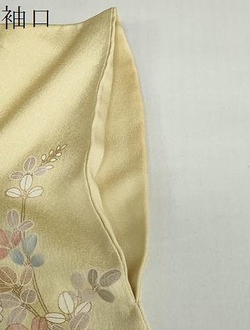 平和屋着物○訪問着 駒刺繍 草花文 金彩 金通し地 正絹 逸品