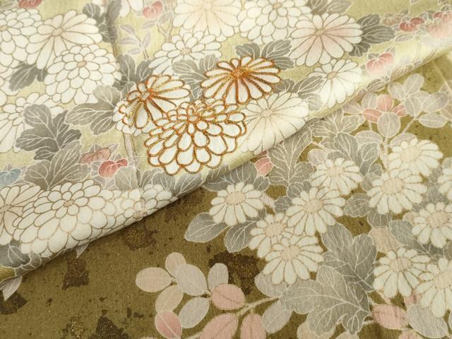 平和屋着物○訪問着 駒刺繍 草花文 金彩 金通し地 正絹 逸品