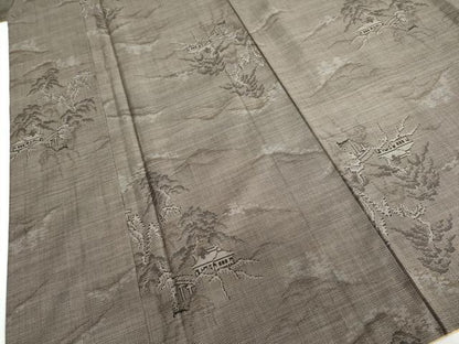 平和屋着物●本場大島紬　9マルキ　風景文　正絹　逸品　DAAZ7486ud