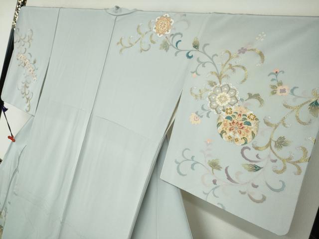 平和屋着物●訪問着　作家物　駒刺繍　鳳凰草花文　暈し染め　金銀彩　正絹　逸品　DAAZ7487ud 平和屋着物○訪問着 作家物 駒刺繍 鳳凰草花文 暈し染め