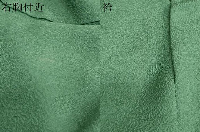 平和屋着物●上質な色無地　舞花地紋　薄緑色　正絹　逸品　DAAZ7493ud
