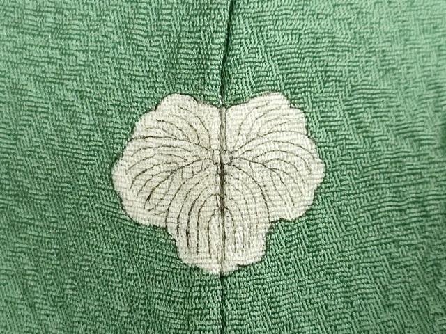 平和屋着物●上質な色無地　舞花地紋　薄緑色　正絹　逸品　DAAZ7493ud
