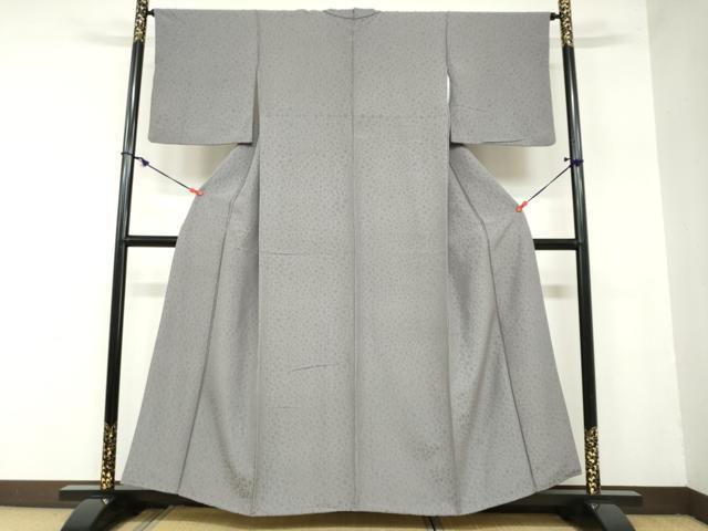 平和屋着物●上質な色無地　花尽くし地紋　灰色　正絹　逸品　DAAZ7512ud 平和屋着物○上質な色無地 花尽くし地紋 灰色 正絹 逸品 DAAZ7512ud