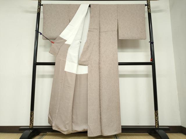 平和屋着物●上質な色無地　草花地紋　梅染色　正絹　逸品　DAAZ7514ud