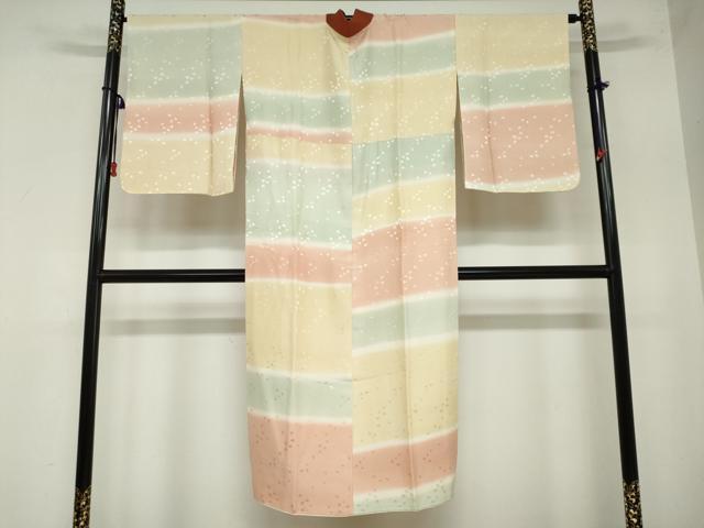 平和屋着物●長襦袢　袷　舞桜地紋　暈し染め　鈴乃屋扱い　半衿刺繍　正絹　逸品　未使用　DAAZ7523ud 平和屋着物○長襦袢 袷 舞桜地紋 暈し染め 鈴乃屋扱い 半衿