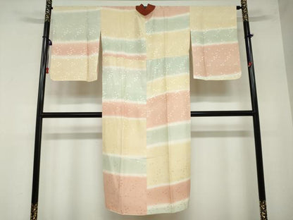 平和屋着物●長襦袢　袷　舞桜地紋　暈し染め　鈴乃屋扱い　半衿刺繍　正絹　逸品　DABD9056ud