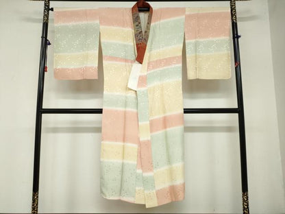 平和屋着物●長襦袢　袷　舞桜地紋　暈し染め　鈴乃屋扱い　半衿刺繍　正絹　逸品　DABD9056ud