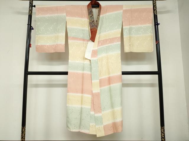 平和屋着物●長襦袢　袷　舞桜地紋　暈し染め　鈴乃屋扱い　半衿刺繍　正絹　逸品　DABD9056ud