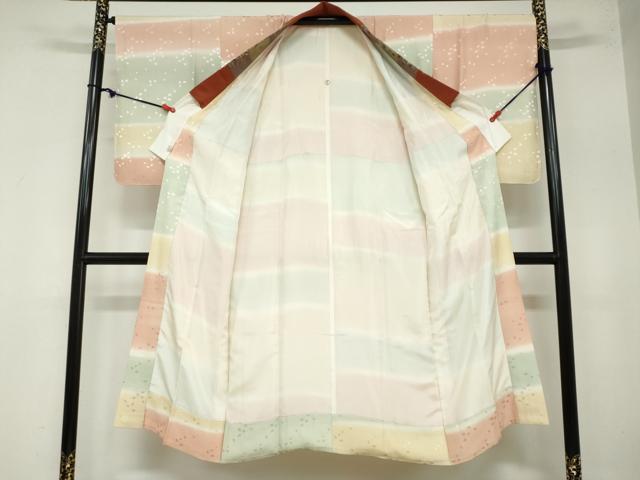 平和屋着物●長襦袢　袷　舞桜地紋　暈し染め　鈴乃屋扱い　半衿刺繍　正絹　逸品　DABD9056ud