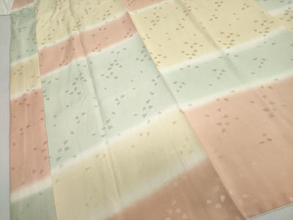 平和屋着物●長襦袢　袷　舞桜地紋　暈し染め　鈴乃屋扱い　半衿刺繍　正絹　逸品　DABD9056ud