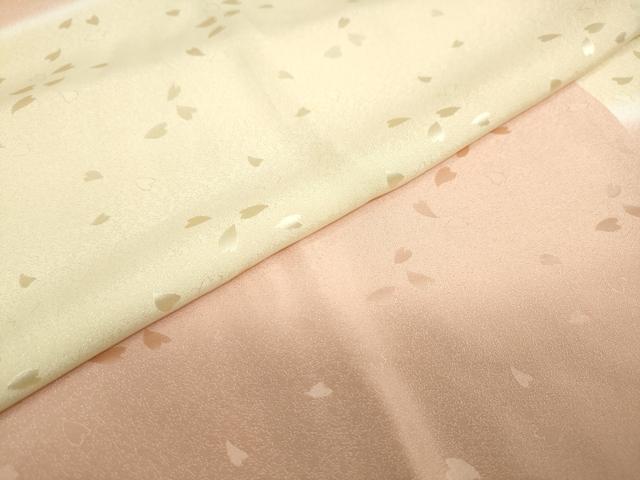 平和屋着物●長襦袢　袷　舞桜地紋　暈し染め　鈴乃屋扱い　半衿刺繍　正絹　逸品　未使用　DAAZ7523ud 平和屋着物○長襦袢 袷 舞桜地紋 暈し染め 鈴乃屋扱い 半衿