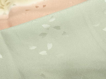 平和屋着物●長襦袢　袷　舞桜地紋　暈し染め　鈴乃屋扱い　半衿刺繍　正絹　逸品　DABD9056ud