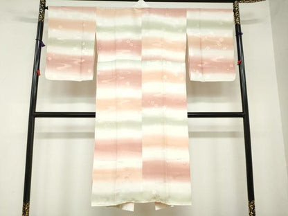 平和屋着物●長襦袢　袷　舞梅地紋　暈し染め　正絹　逸品　DAAZ7524ud