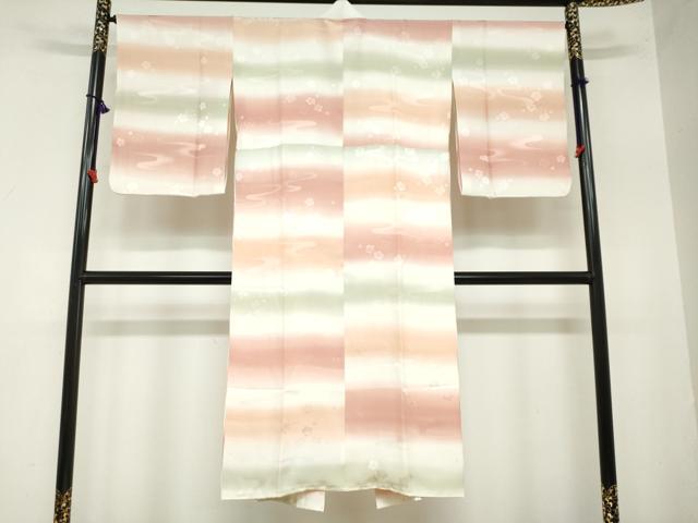 平和屋着物●長襦袢　袷　舞梅地紋　暈し染め　正絹　逸品　DAAZ7524ud