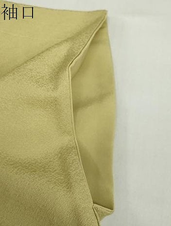 平和屋着物●上質な色無地　抽象地紋　青朽葉色　正絹　逸品　DAAZ7529ud