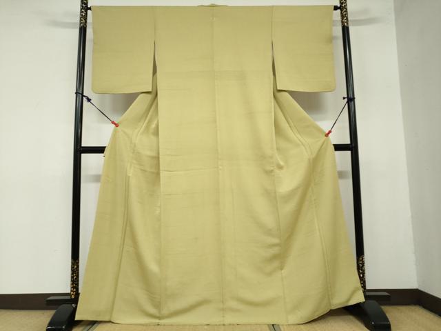 平和屋着物●上質な色無地　抽象地紋　青朽葉色　正絹　逸品　DAAZ7529ud