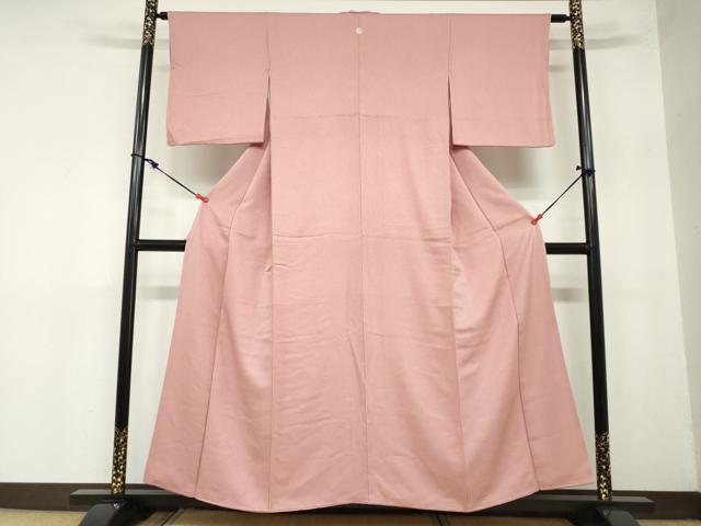 平和屋着物●上質な色無地　花唐草地紋　薄紅色　正絹　逸品　DAAZ7538ud