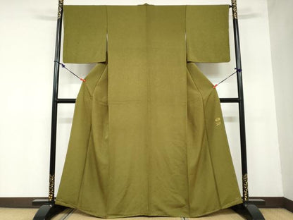 平和屋着物●上質な色無地　霞地紋　璃寛茶色　正絹　逸品　未使用　DAAZ7553ud