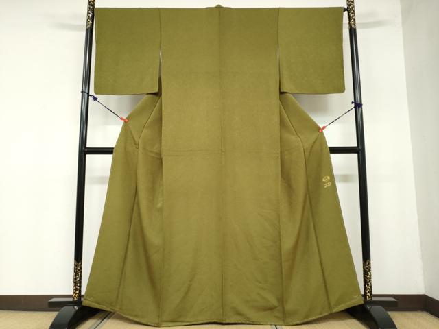 平和屋着物●上質な色無地　霞地紋　璃寛茶色　正絹　逸品　未使用　DAAZ7553ud