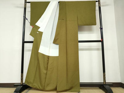 平和屋着物●上質な色無地　霞地紋　璃寛茶色　正絹　逸品　未使用　DAAZ7553ud