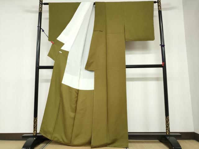 平和屋着物●上質な色無地　霞地紋　璃寛茶色　正絹　逸品　未使用　DAAZ7553ud