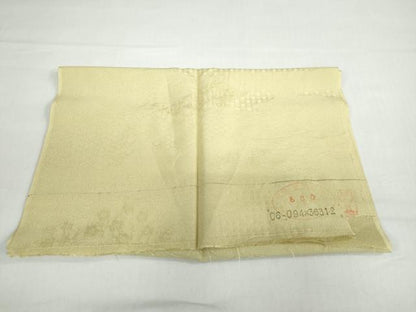 平和屋着物●上質な色無地　エ霞風景地紋　青朽葉色　反端付き　正絹　逸品　DAAZ7555ud
