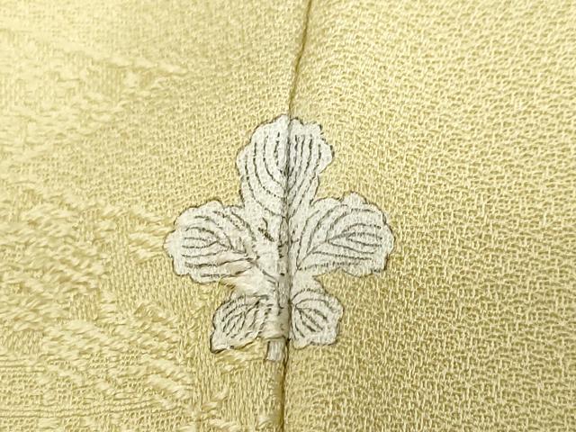 平和屋着物●上質な色無地　エ霞風景地紋　青朽葉色　反端付き　正絹　逸品　DAAZ7555ud