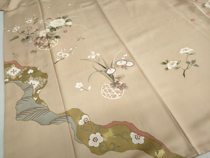 平和屋着物●訪問着　刺繍　飾花文　金彩　正絹　逸品　DAAZ7557ud