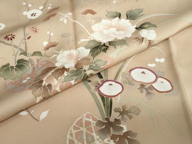 平和屋着物●訪問着　刺繍　飾花文　金彩　正絹　逸品　DAAZ7557ud