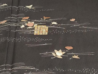 平和屋着物●訪問着　駒刺繍　草花文　吹き寄せ文　源氏香　金彩　正絹　逸品　DAAZ7558ud
