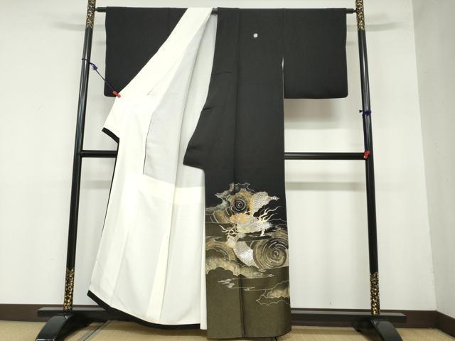 平和屋着物○伝統金彩工芸師 三蔵章三 黒留袖 刺繍 寿光織