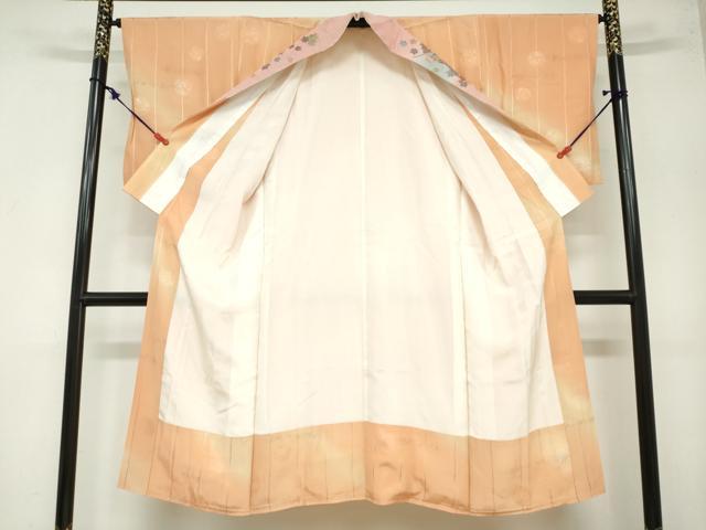 平和屋着物○長襦袢 袷 地紋起こし 草花丸地紋 暈し染め 銀彩