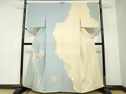 平和屋着物●訪問着　駒刺繍　鏡裏洋花文　金彩　正絹　逸品　DAAZ7577ud