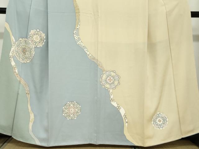 平和屋着物●訪問着　駒刺繍　鏡裏洋花文　金彩　正絹　逸品　DAAZ7577ud