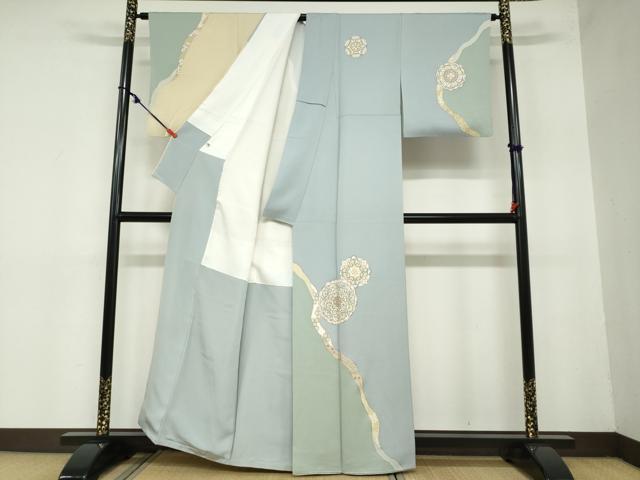 平和屋着物●訪問着　駒刺繍　鏡裏洋花文　金彩　正絹　逸品　DAAZ7577ud
