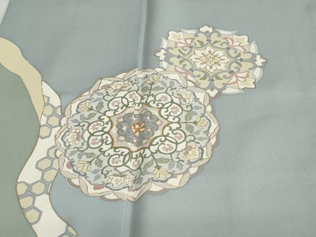 平和屋着物●訪問着　駒刺繍　鏡裏洋花文　金彩　正絹　逸品　DAAZ7577ud