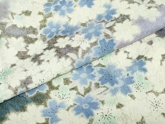平和屋着物●訪問着　枝桜文　暈し染め　金彩　銀通し地　正絹　逸品　DAAZ7581ud