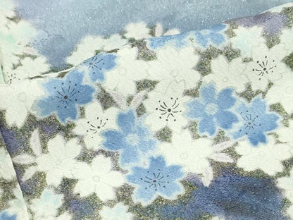 平和屋着物●訪問着　枝桜文　暈し染め　金彩　銀通し地　正絹　逸品　DAAZ7581ud