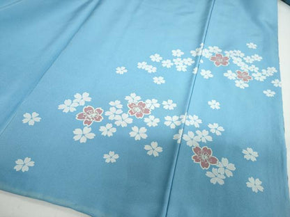平和屋着物●訪問着　枝桜文　暈し染め　金彩　銀通し地　正絹　逸品　DAAZ7581ud