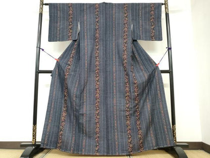 平和屋着物●上質な小紋　草花間　正絹　逸品　未使用　DAAZ7587ud
