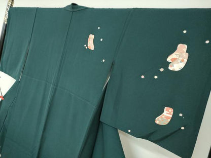 平和屋着物●訪問着　誰が袖草花文　金彩　正絹　逸品　DAAZ7594ud