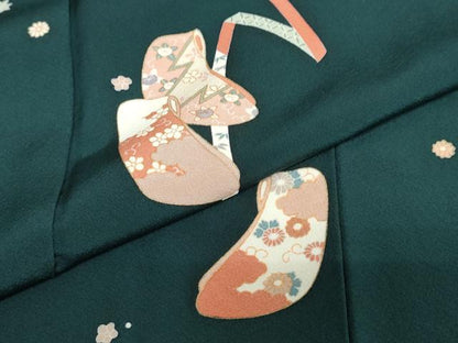 平和屋着物●訪問着　誰が袖草花文　金彩　正絹　逸品　DAAZ7594ud