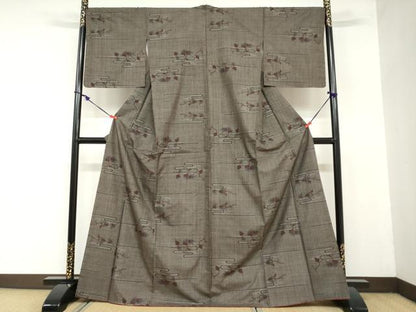 平和屋着物●本場大島紬　7マルキ　エ霞蔦の葉文　正絹　逸品　DAAZ7595ud
