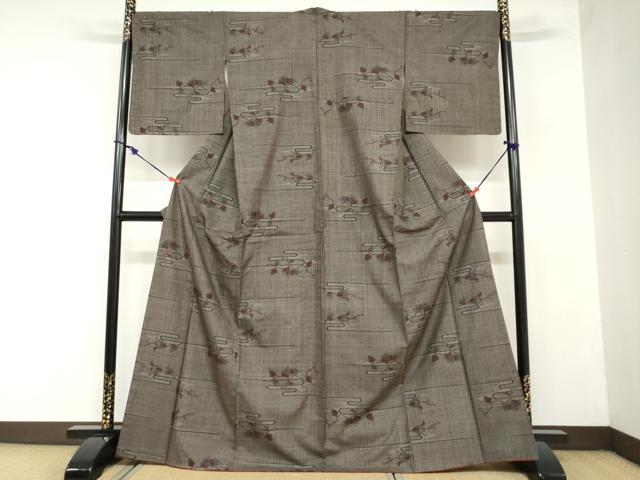 平和屋着物●本場大島紬　7マルキ　エ霞蔦の葉文　正絹　逸品　DAAZ7595ud