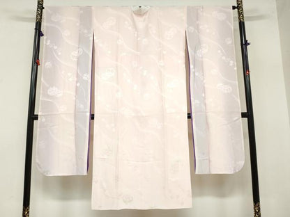 平和屋着物●振袖用長襦袢　袷　手毬舞桜地紋　暈し染め　半衿刺繍　正絹　逸品　DAAZ7611ud