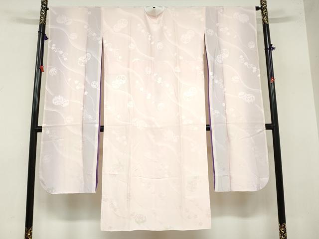 平和屋着物●振袖用長襦袢　袷　手毬舞桜地紋　暈し染め　半衿刺繍　正絹　逸品　DAAZ7611ud