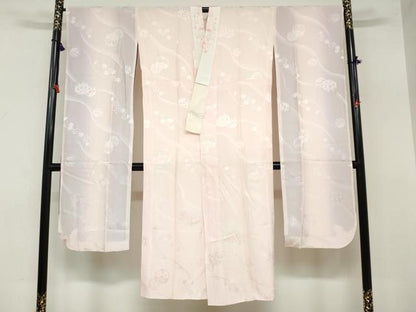 平和屋着物●振袖用長襦袢　袷　手毬舞桜地紋　暈し染め　半衿刺繍　正絹　逸品　DAAZ7611ud