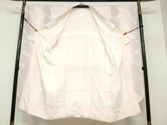 平和屋着物●振袖用長襦袢　袷　手毬舞桜地紋　暈し染め　半衿刺繍　正絹　逸品　DAAZ7611ud