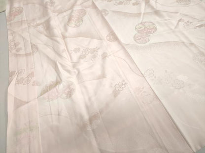 平和屋着物●振袖用長襦袢　袷　手毬舞桜地紋　暈し染め　半衿刺繍　正絹　逸品　DAAZ7611ud